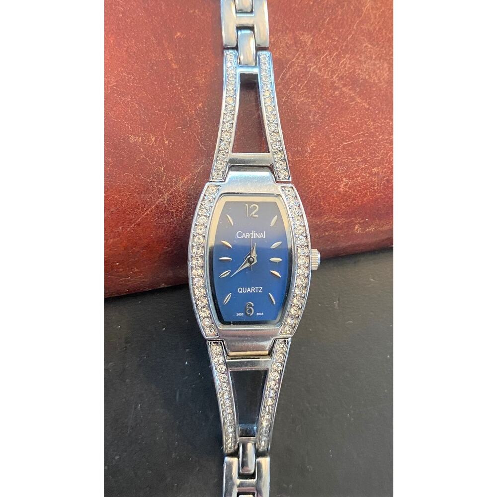 Women's Cardinal Watch, Silver Tone with Crystal Accents, Blue Face, New